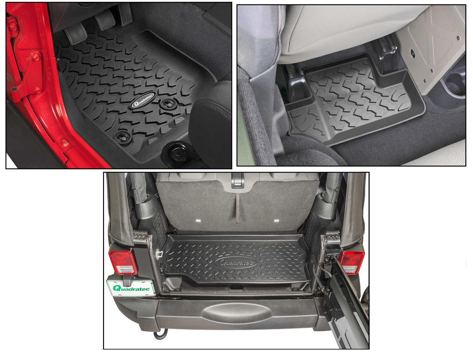 Quadratec Ultimate All Weather Floor Liner Triple Combo with Behind the